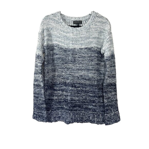 Women Fisherman Blue Marled Ombre Chunky Knit Sweater XL Coastal Boho Cozy Cabin - Picture 1 of 7
